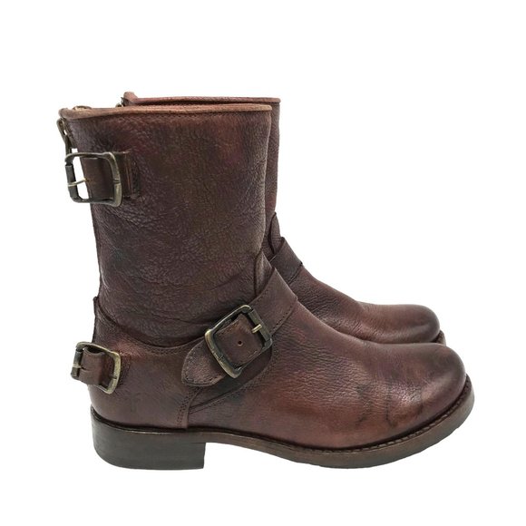 Frye Shoes - FRYE & Co Boots Ankle Boots Womens 6B Reddish Brown Leather Buckles
